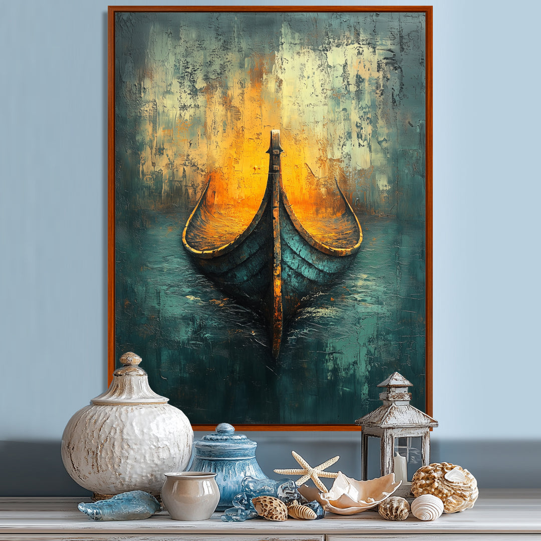 Yellow Vikings Boat Longships Speed - Vikings Boat Canvas Wall Art