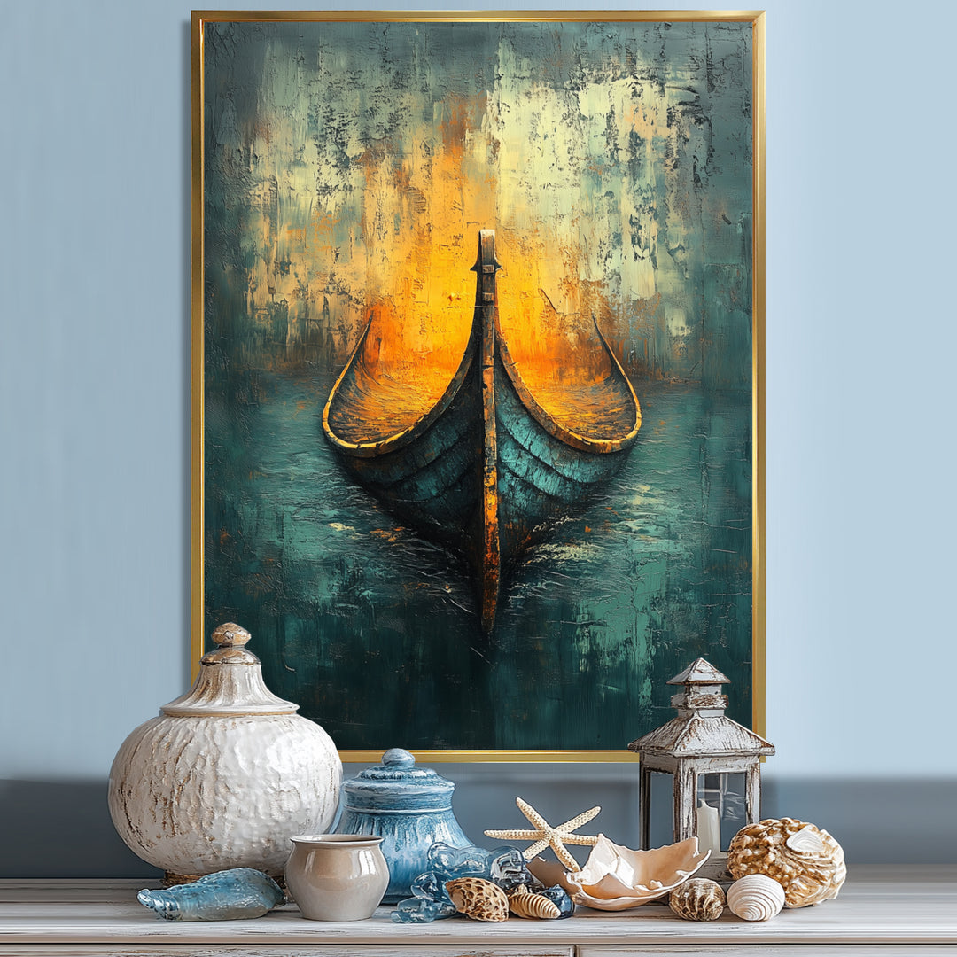 Yellow Vikings Boat Longships Speed - Vikings Boat Canvas Wall Art