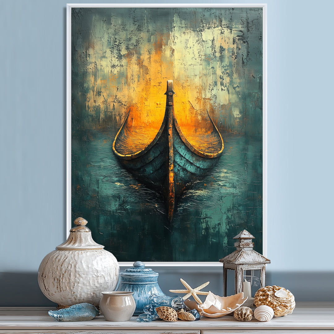Yellow Vikings Boat Longships Speed - Vikings Boat Canvas Wall Art