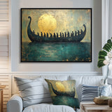 Green Vikings Boat Vikings Return - Vikings Boat Canvas Wall Art