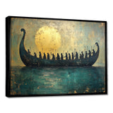 Green Vikings Boat Vikings Return - Vikings Boat Canvas Wall Art