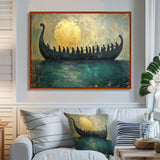 Green Vikings Boat Vikings Return - Vikings Boat Canvas Wall Art