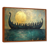 Green Vikings Boat Vikings Return - Vikings Boat Canvas Wall Art