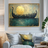 Green Vikings Boat Vikings Return - Vikings Boat Canvas Wall Art