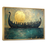 Green Vikings Boat Vikings Return - Vikings Boat Canvas Wall Art