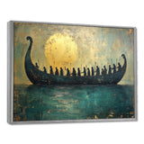 Green Vikings Boat Vikings Return - Vikings Boat Canvas Wall Art