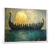 Green Vikings Boat Vikings Return - Vikings Boat Canvas Wall Art