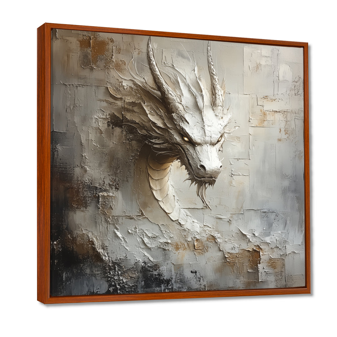 Mythology White Dragons Head - Dragons Living Room Wall Art