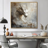 Mythology White Dragons Head - Dragons Living Room Wall Art