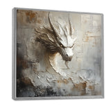 Mythology White Dragons Head - Dragons Living Room Wall Art