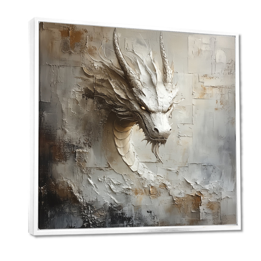 Mythology White Dragons Head - Dragons Living Room Wall Art