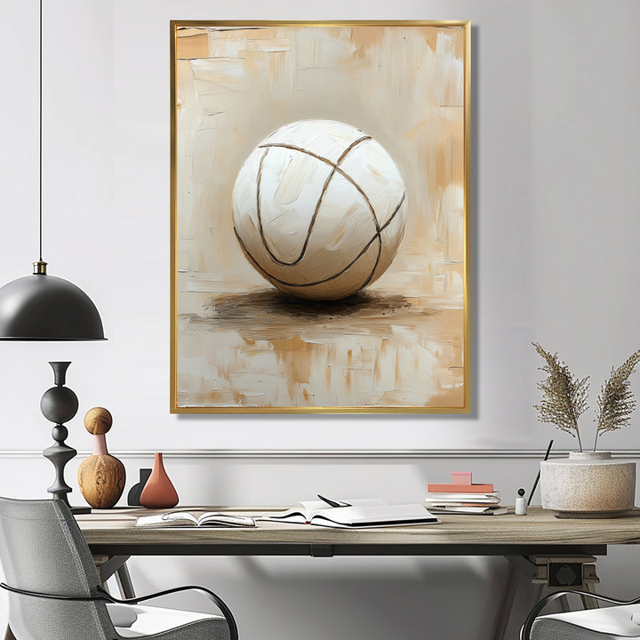 White Volleyball Ballon Minimalism Vibes - Volleyball Canvas Wall Art