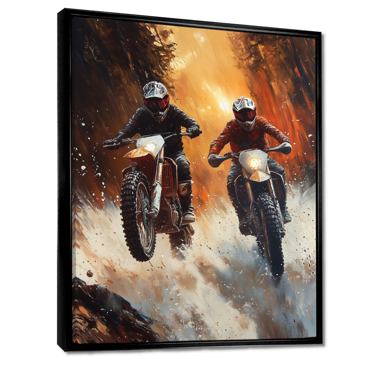 Orange Moto X Head-To-Head Accented With Black - Dirt Bike Canvas Wall Art