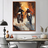 Orange Moto X Head-To-Head Accented With Black - Dirt Bike Canvas Wall Art