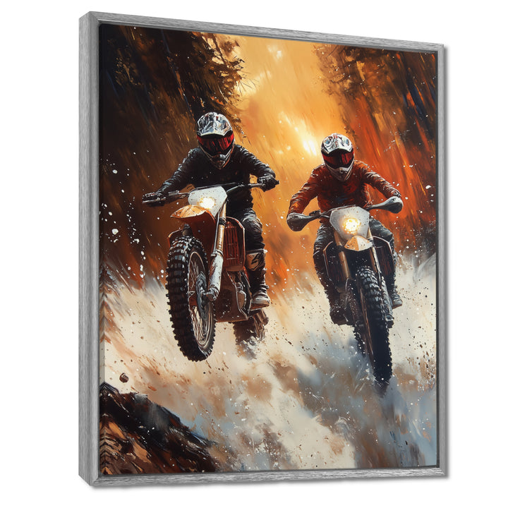 Orange Moto X Head-To-Head Accented With Black - Dirt Bike Canvas Wall Art