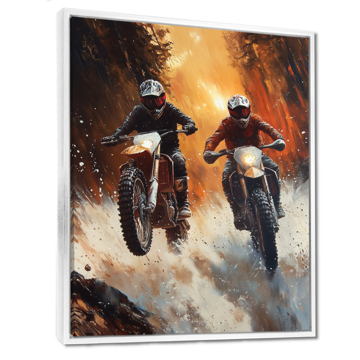 Orange Moto X Head-To-Head Accented With Black - Dirt Bike Canvas Wall Art