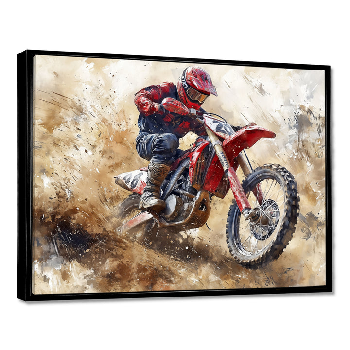 Red Moto X Mayhem Accented With Black I - Dirt Bike Canvas Wall Art
