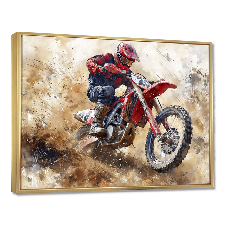 Red Moto X Mayhem Accented With Black I - Dirt Bike Canvas Wall Art