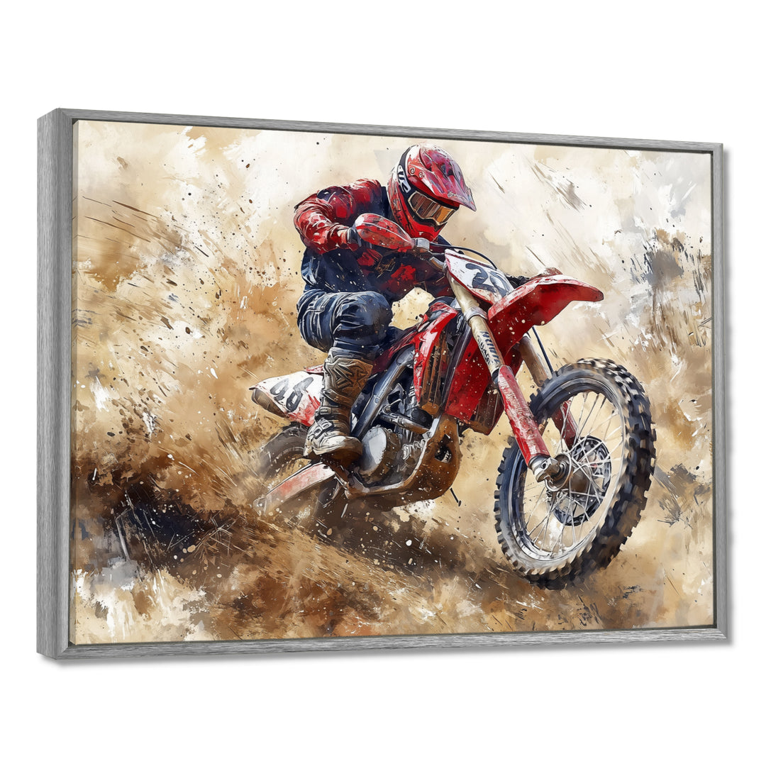 Red Moto X Mayhem Accented With Black I - Dirt Bike Canvas Wall Art