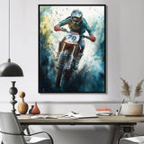 Green Moto X Step-Up Accented With Yellow I - Dirt Bike Canvas Wall Art