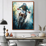 Green Moto X Step-Up Accented With Yellow I - Dirt Bike Canvas Wall Art