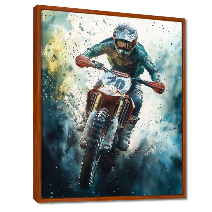 Green Moto X Step-Up Accented With Yellow I - Dirt Bike Canvas Wall Art