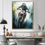 Green Moto X Step-Up Accented With Yellow I - Dirt Bike Canvas Wall Art