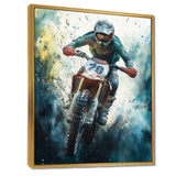 Green Moto X Step-Up Accented With Yellow I - Dirt Bike Canvas Wall Art