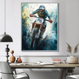 Green Moto X Step-Up Accented With Yellow I - Dirt Bike Canvas Wall Art