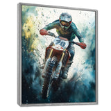 Green Moto X Step-Up Accented With Yellow I - Dirt Bike Canvas Wall Art