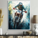 Green Moto X Step-Up Accented With Yellow I - Dirt Bike Canvas Wall Art