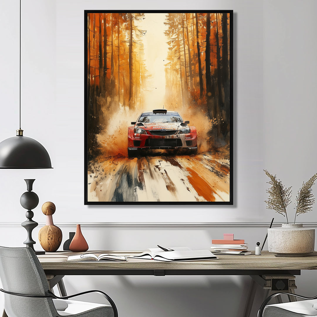 Orange Rally Car Rallycross Accented With Red - Cars Off-Roadcanvas Canvas Wall Art