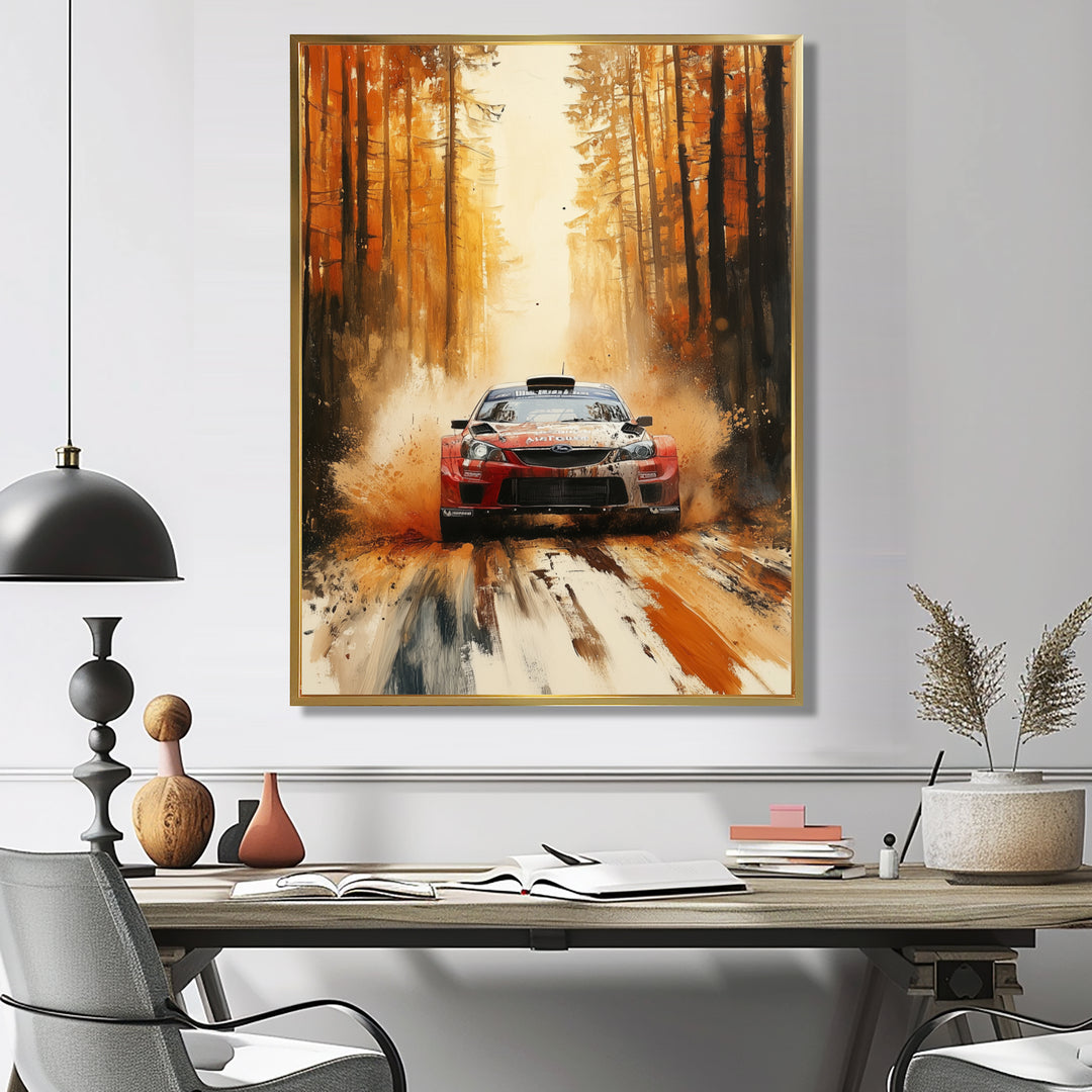 Orange Rally Car Rallycross Accented With Red - Cars Off-Roadcanvas Canvas Wall Art