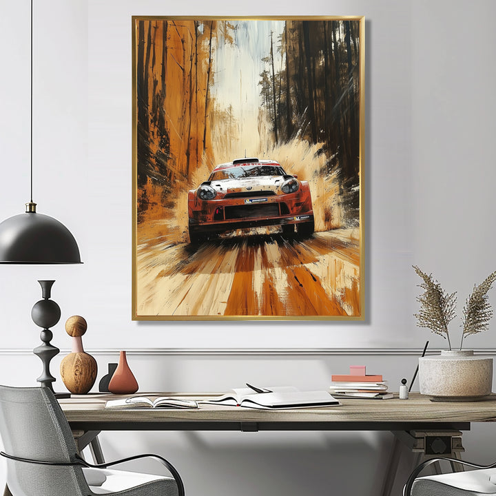 Red Rally Car Rallycross Accented With Orange - Cars Off-Roadcanvas Canvas Wall Art