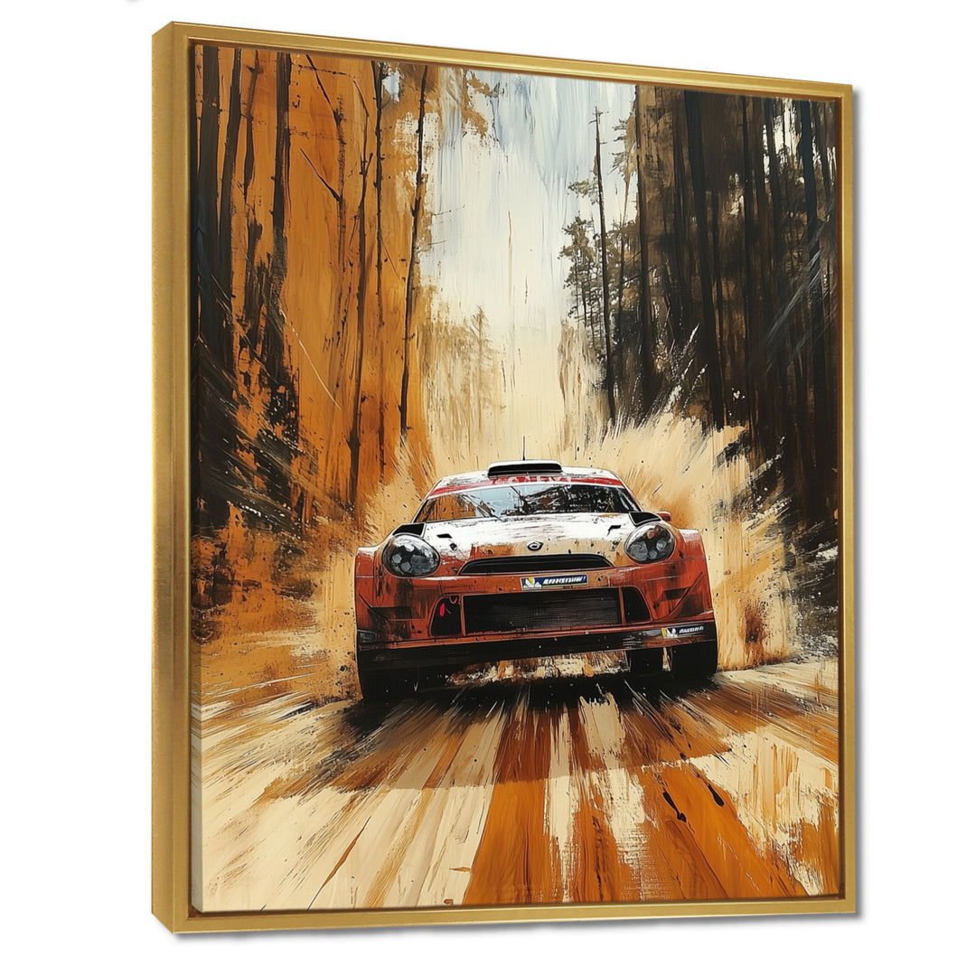 Red Rally Car Rallycross Accented With Orange - Cars Off-Roadcanvas Canvas Wall Art