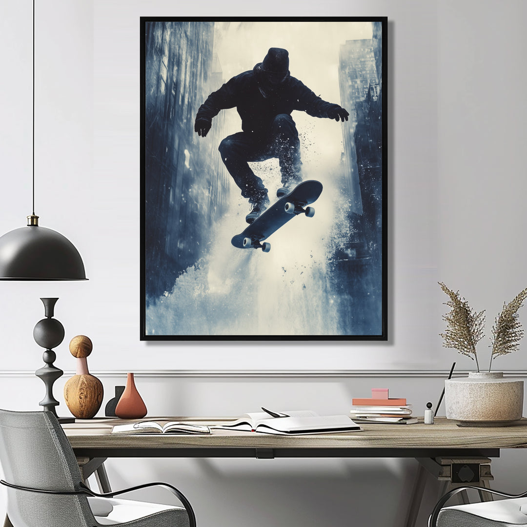 Grey Skateboard Splash Accented With - Skateboard Canvas Wall Art