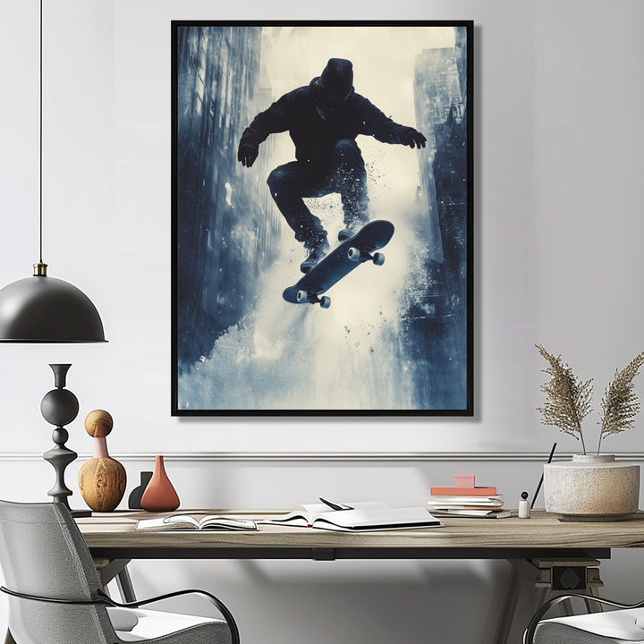 Grey Skateboard Splash Accented With - Skateboard Canvas Wall Art