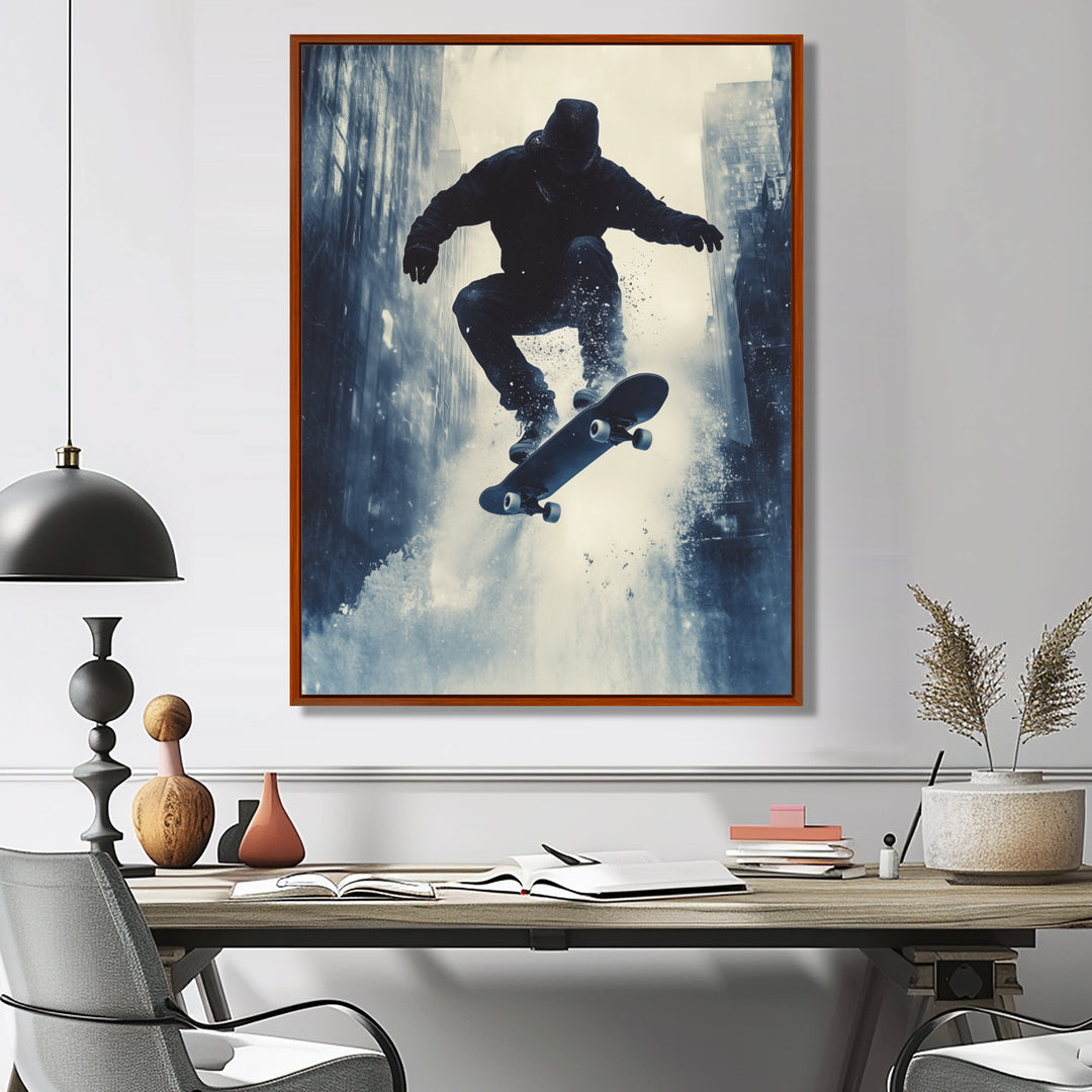 Grey Skateboard Splash Accented With - Skateboard Canvas Wall Art