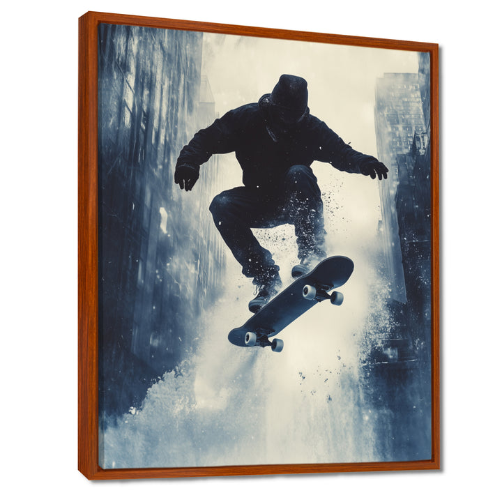 Grey Skateboard Splash Accented With - Skateboard Canvas Wall Art