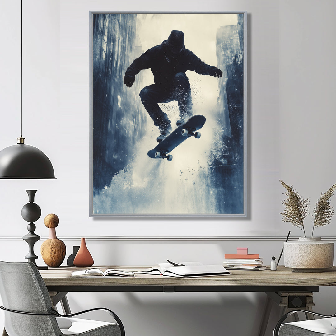 Grey Skateboard Splash Accented With - Skateboard Canvas Wall Art