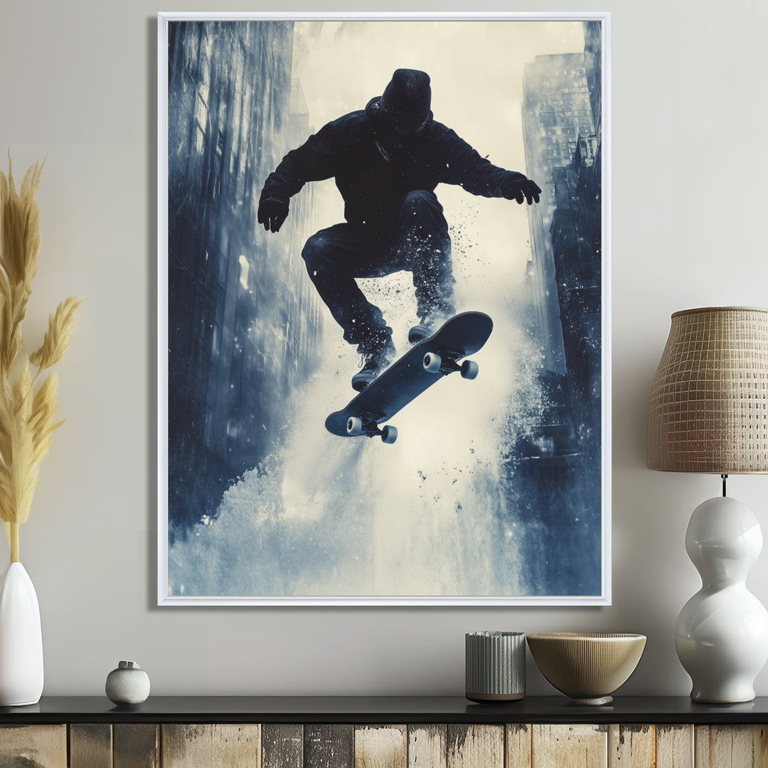Grey Skateboard Splash Accented With - Skateboard Canvas Wall Art