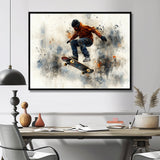 Black Skateboard Street Accented With Orange I - Skateboard Canvas Wall Art