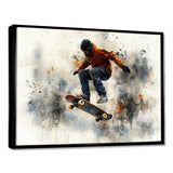 Black Skateboard Street Accented With Orange I - Skateboard Canvas Wall Art