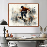 Black Skateboard Street Accented With Orange I - Skateboard Canvas Wall Art