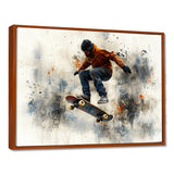 Black Skateboard Street Accented With Orange I - Skateboard Canvas Wall Art