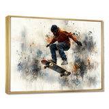 Black Skateboard Street Accented With Orange I - Skateboard Canvas Wall Art