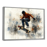 Black Skateboard Street Accented With Orange I - Skateboard Canvas Wall Art