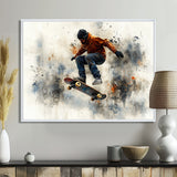 Black Skateboard Street Accented With Orange I - Skateboard Canvas Wall Art
