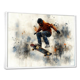 Black Skateboard Street Accented With Orange I - Skateboard Canvas Wall Art