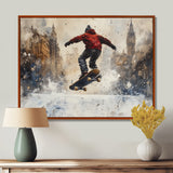 Black Skateboard Street Accented With Red - Skateboard Canvas Wall Art